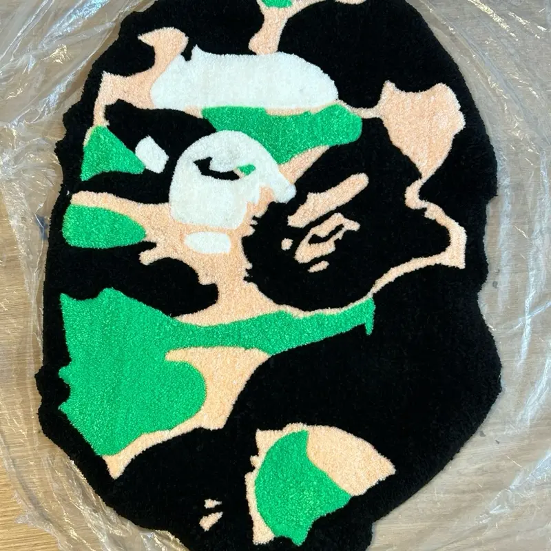 Handmade Camo, Ape-Inspired Tufted Rug