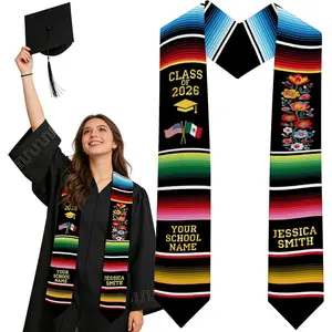 D-Story Custom Graduation Stole Class of 2026 America's 250th Anniversary Personalized Grad Sash with Photo Text Honor Gifts