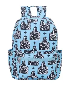 Western blue cow Print Kids Backpack