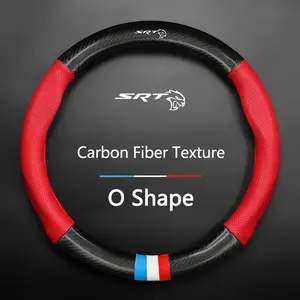 Carbon Fiber Leather Car Steering Wheel Anti Slip Cover For Dodge SRT Charger Hellcat Challenger RAM Journey Caravan Accessories