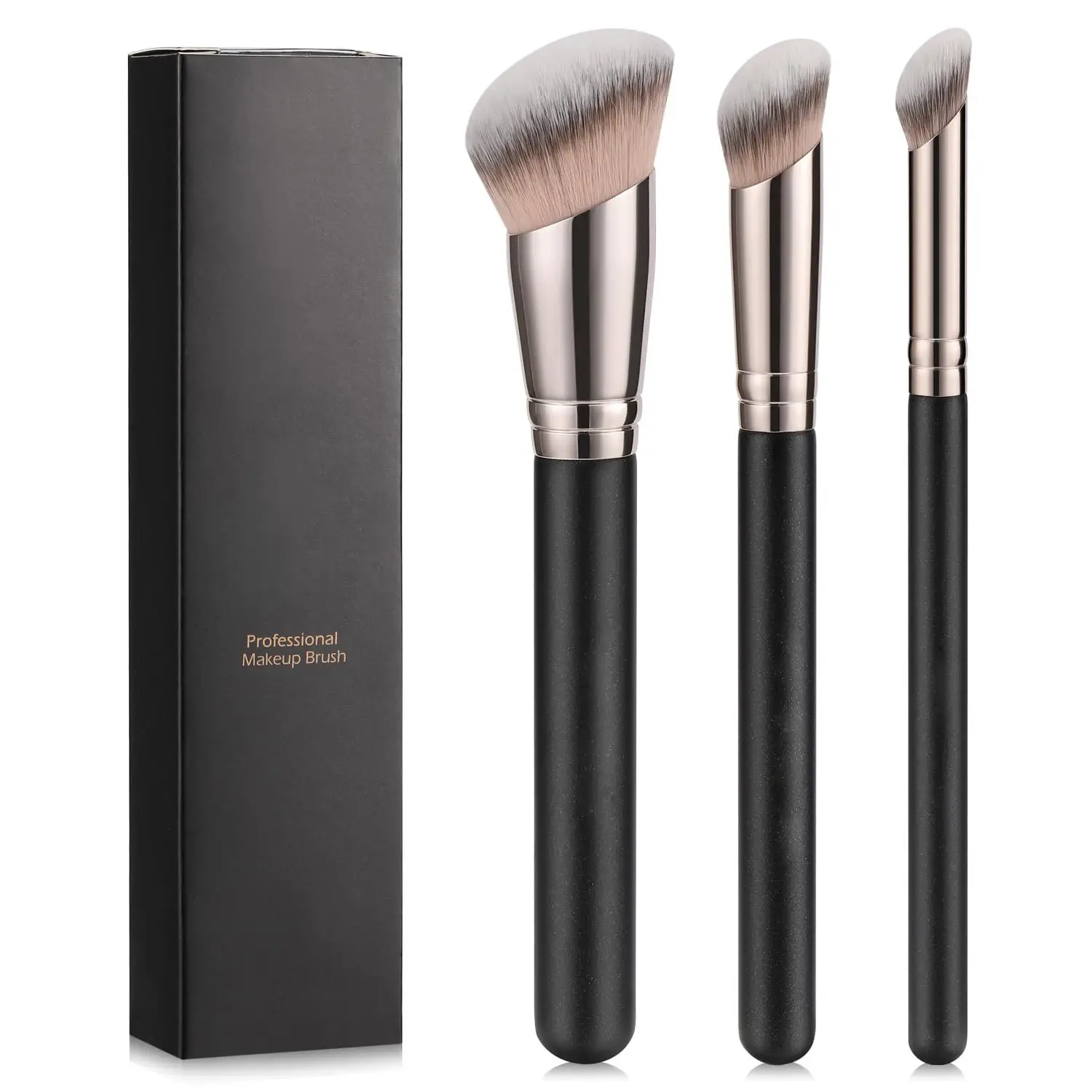 Angled Makeup Brushes Set, 3 Counts make up brushes Set for Traveling Gift for Women & Girl, Makeup Accessories, Beauty Makeup