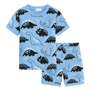 Kids Toddler Baby Boys Summer Homewear Pajamas Set Cartoon Dinosaur Print Casual Loose Summer Sleepwear