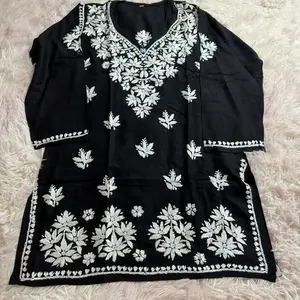 Original Handwork Chikankari Short Tops in Different Colors Casual Wear for Women's Shirts - Womenswear