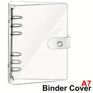 A7 Mini Clear PVC 3-Ring Binder Notebook Cover ｜ Kawaii Aesthetic Transparent Planner Journal for DIY Scrapbooking ｜ Portable Pocket Diary Refillable Loose Leaf Folder with Snap Button ｜ Back to School Office Supplies Gift