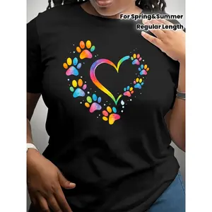 [Dog-Themed Women's Shirts] Dog-Themed Women's Short-Sleeved Shirts | Summer & Spring Casual T-Shirts, Regular Length