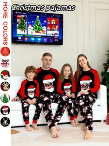 Men Women Christmas Pajamas Set Long Sleeve Top & Pants Cartoon Print Loose Fit Casual Home Wear Fashion Sleepwear All Seasons