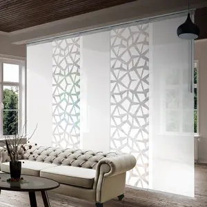 5-Panel Single Rail Panel Track Blind Extendable 58"-110"W x 91.4"H, Panel width 23.5", Shattered, Winter