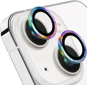 for  14 and  14 Plus Camera Lens Protector, Anti-Scratch Lens Cover 9H Tempered Glass Camera Screen Protector Shockproof Camera Ring for 14 and 14 Plus with 2 Lens - 2 count Colorful