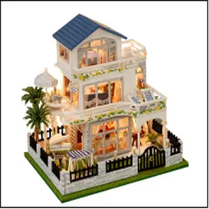 DIY Miniature House 3D Wooden Puzzle Kit - Screen-Free Diorama Kits, Sacred Church Cathedral Model with Light