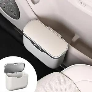 1pcs Car-mounted microfiber leather trash can, ABS material, modern car decoration, portable trash can