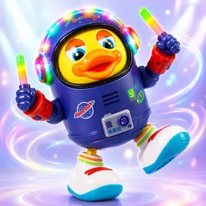 Dancing Astronaut Duck Toy for Kids, Musical Light Up Robot Duck with Walking Action, Sounds and Interactive Play