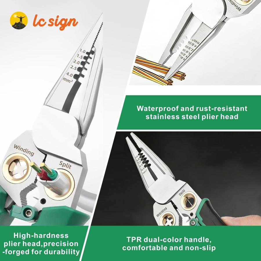 LC SIGN 8-in-1 Wire Stripper with Voltage Detector, Beginners Friendly Electrical Tool for Home DIY, Electrician, HVAC & Car Repair, 12-250V AC/DC Tester with Dual Alarms