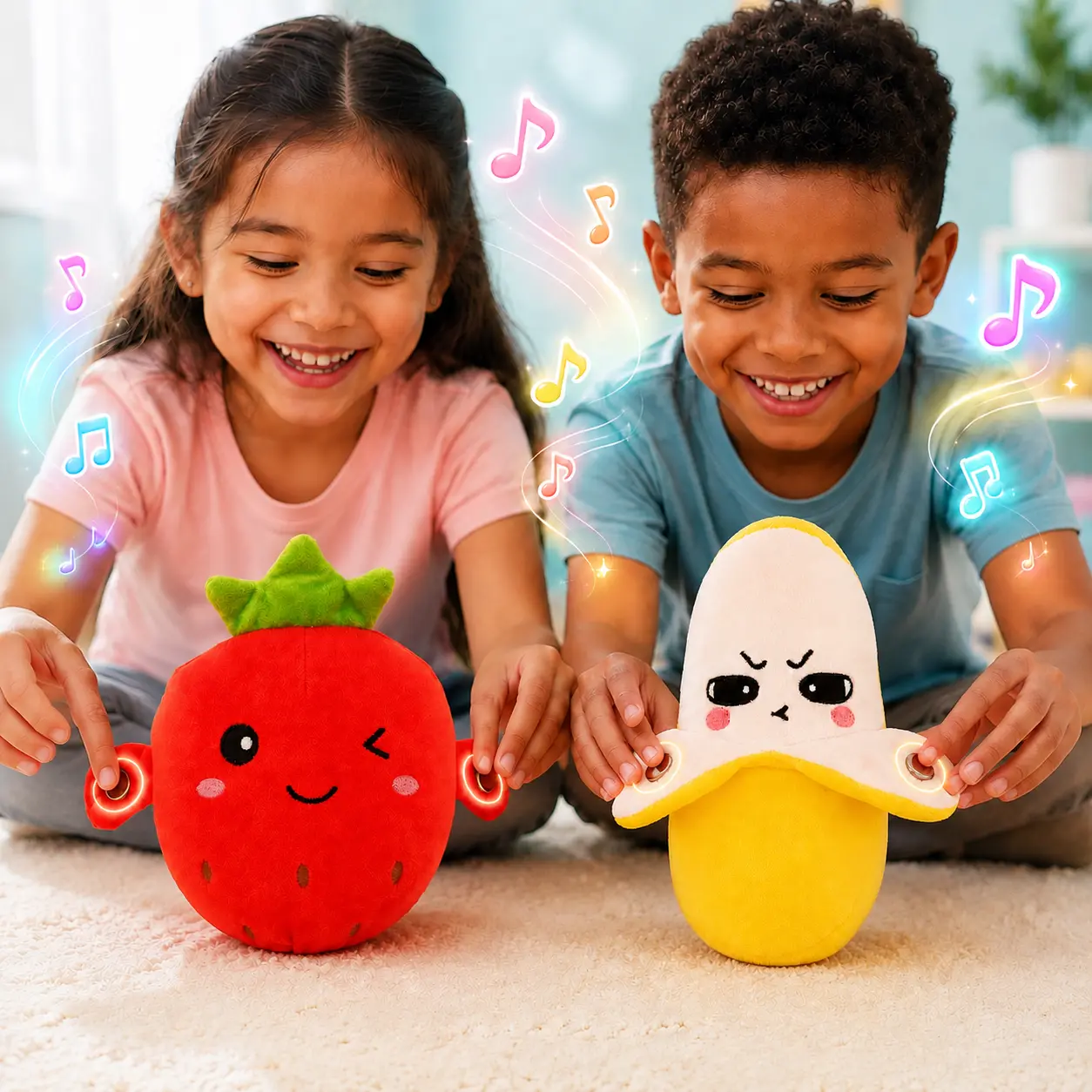 Interactive Music Plush Toy, Touch-Activated Strawberry, Soft Dual-Player, Trending for Kids 3+ & Family Play, Cute Gift,  Back to School