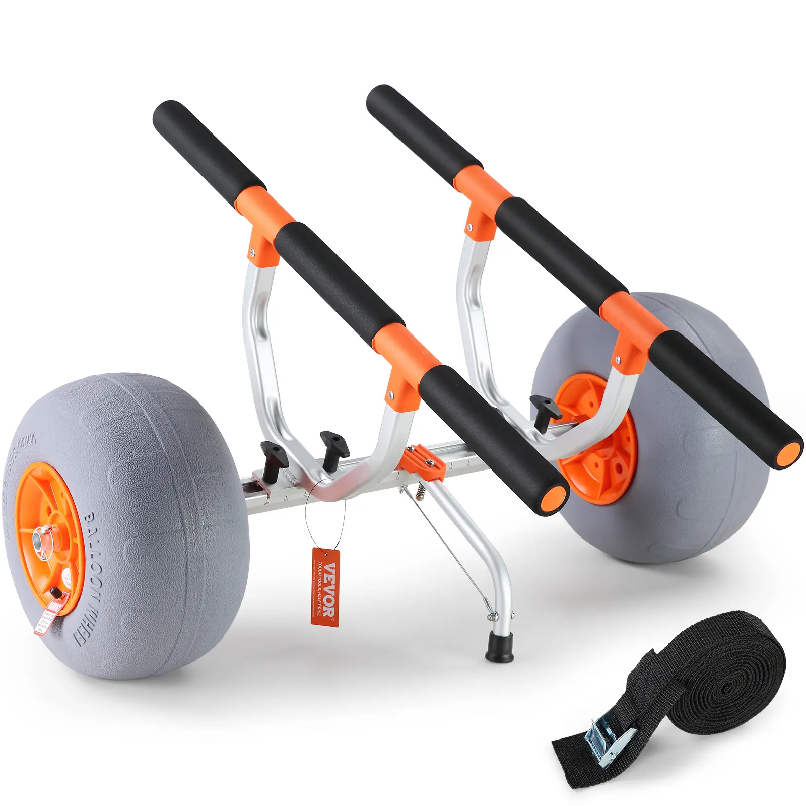 【summerfinds】VEVOR Heavy Duty Kayak Cart, Foldable Canoe Trolley Cart with 12'' Tires, Adjustable Width 6.69"-17.32",350 Lb Weight Capacity Kayak Trolley for Kayaks Canoes Paddleboards Float Mats Jon Boats