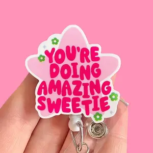 Glitter My Badge You’re doing amazing sweetie badge reel for nurse and hospital workers. Badge clip Badge pull - Retractable swivel clip with a 360 rotation. Great gift for coworker. Healthcare