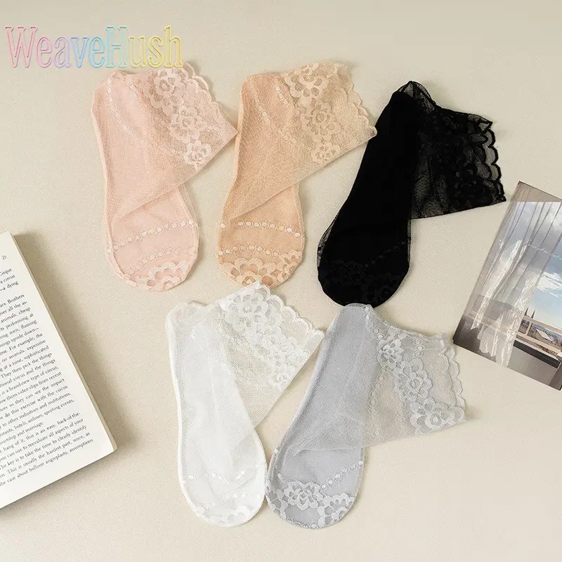 5‑Pairs Women’s Ultra‑Thin Crystal Silk Socks, Viral Medium & High Tube Ice Stockings, Breathable Non‑Slip Cotton‑Bottom Anti‑Snag Hosiery, Lightweight Versatile Casual Daily Socks for Summer Wear, Daily Outfits & Trendy Footwear Matching Occasions, Tube