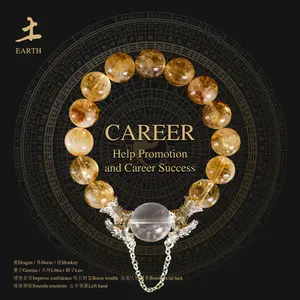 Natural Golden Citrine Crystal Bracelet for Wealth Career Success and Abundance High Quality