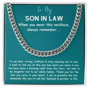 To My Son-in-Law Cuban Necklace, Gift Birthday Present For Son In Law, Necklace Cuban Chain Necklace for Son in Law from Mother in law, Fathers Day Christmas Gift for Son in Law