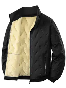 Autumn Winter Plus Size Fleece Jacket for Men, Thickened Warm Stand Collar Outerwear, Cozy and Stylish Large Size Coat