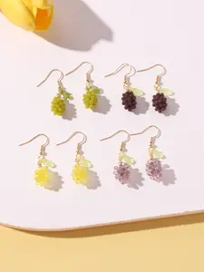 Handmade Grape Resin Earrings, Cute Fruit Pendant Jewelry for Women, Perfect Gift Idea, Fashionable and Unique Design, Ear Hook Design