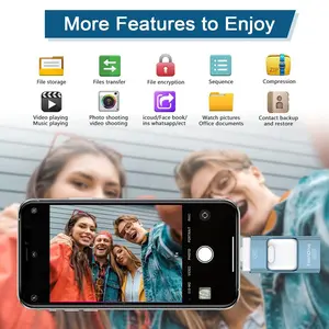 Photo Stick for iPhone,Thumb Drive High Speed USB 3.0 Memory Storage, OTG 3-IN-1 Flash Pen Drive with Free Type-C Adapter for Android Phones/PC and More Devices