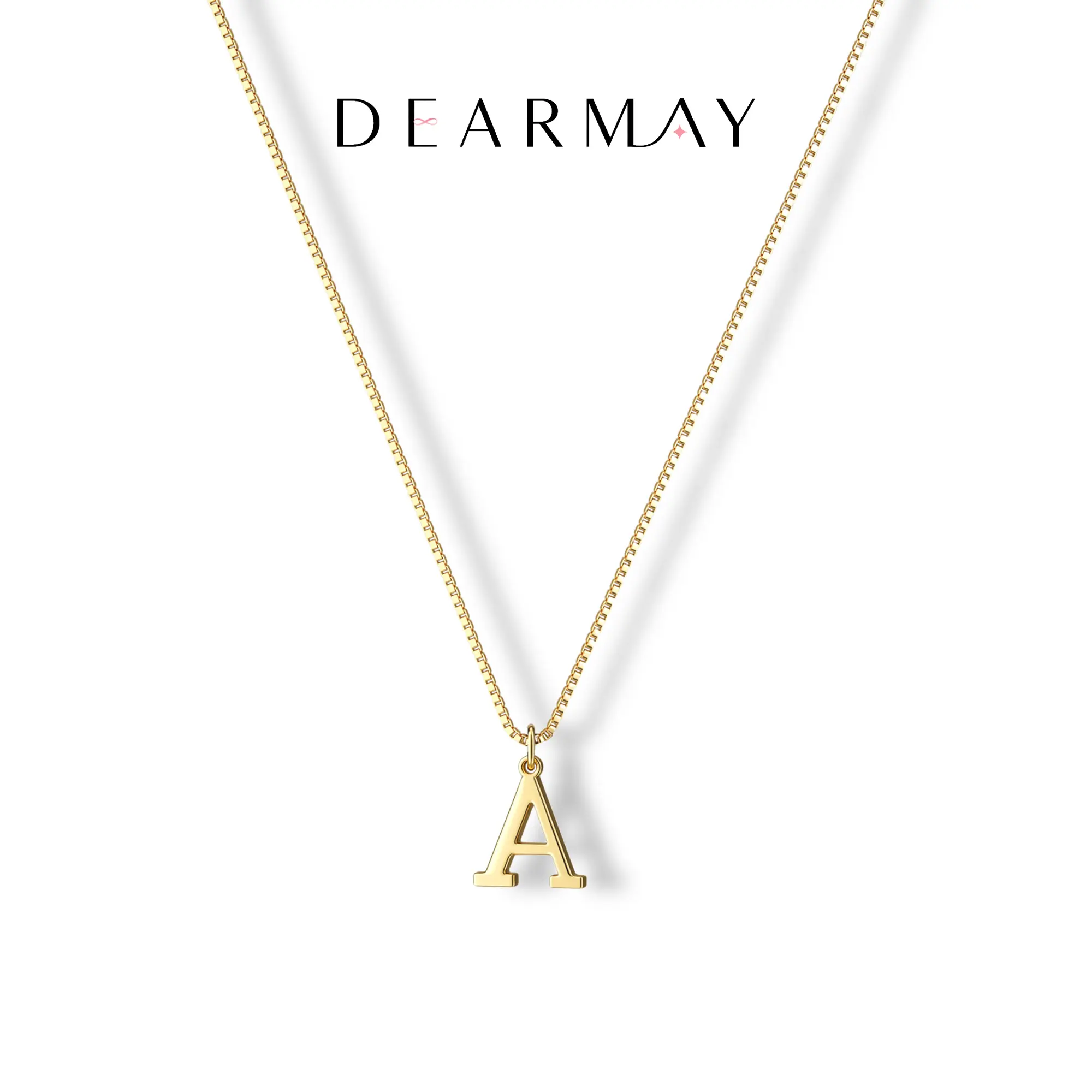 Dearmay Initial Necklace for Women 14K Gold Plated Letter Necklaces Waterproof Tiny A-Z Pendant Cute Personalized Jewelry Gift for Girls