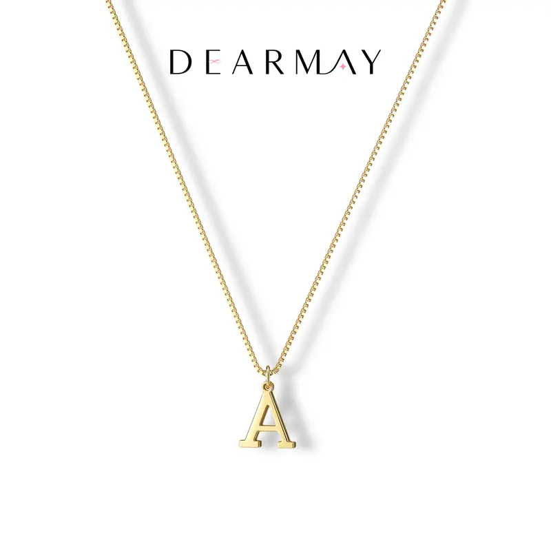 Dearmay Women's 14K Gold Plated Initial Necklace, Fashion Alphabet Pendant with Gold Plated Chain, Waterproof Tiny A-Z Jewelry for Women, Accessories Adults Female, Personalized Gift for Girls