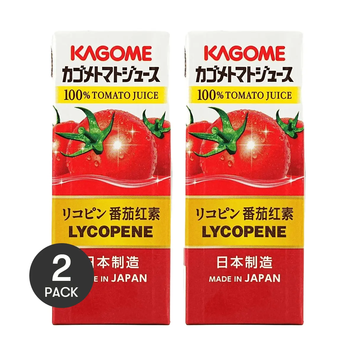 KAGOME 100% Pure Tomato Juice 200ml Each Pack of 2 - Authentic Japanese Flavor