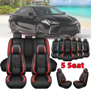 Side Full Surround Design Car Seat Covers Waterproof PU Leather Scratch Resistant for All Five Seat Cars Comfortable Firm Backrest Soft Interior Dirt Protection