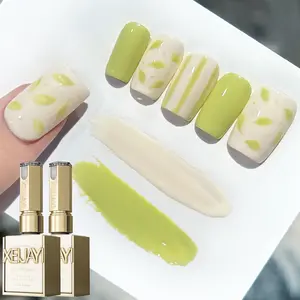 【live off】2PCS*15ML M25+M62 Fashion Pop Nail Art Cream Green Cream White 2 Color Set Armor Oil Gel Spring Pop Nail Art Fashion Salon Design Art Gel Glitter Gloss Female Nail Art Tools DIY Nail Art Gel