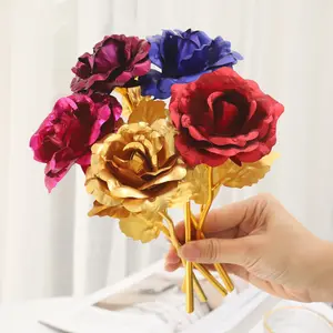Metallic Gold Foil Rose, Artificial Flower Bouquet, Perfect Gift for Home Decor, Never Fading Concept, Ideal for Gifts and Decoration
