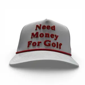 Need Money For Golf Limited Edition Performance Rope Hat - Premium 3D Embroidery, Vintage 5-Panel Crown, Classic Braided Rope, Lightweight Breathable Fabric, One Size Fits Most