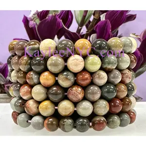 Wholesale 6 Pcs Natural Polychrome Jasper 8mm 7.5” Crystal Healing Stretch Bracelet