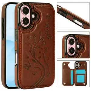 Case For iPhone 16 15 14 13 12 11 Pro Max 16 15 14 Plus / Pro Magnetic Clasp PU-Leather ID credit Card Slots Stand Function Butterfly Flower Pattern Durable Shockproof Soft TPU Back Wallet Cover Rubber Case