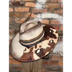 Yellowstone Custom Burned Hat. Western wide brim cowboy hat