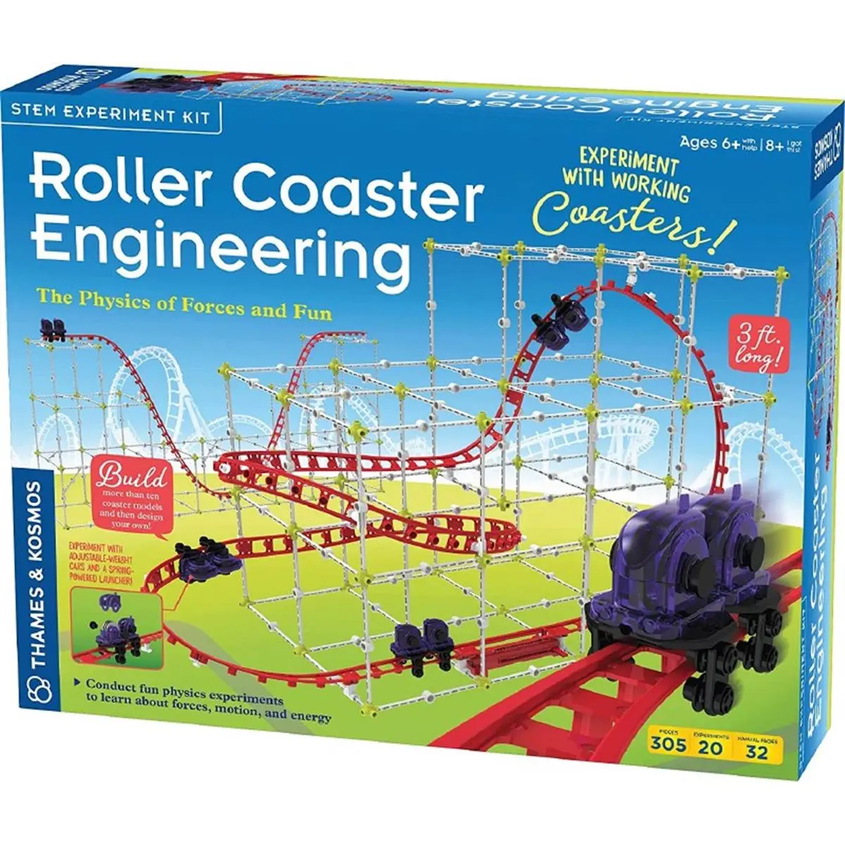Thames & Kosmos Roller Coaster Engineering Build Kit - STEM Construction Set with STEM Building Blocks, Building Toys for Cats to Learn About Energy