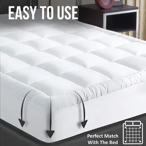 Extra Fluffy Extra Deep 4 Inch Ultra-Fluffy Mattress Topper Queen for Back Pain, Extra Soft Pillow Top Queen Mattress Topper with 4X Support, Mattress Pad with Breathable Air Mesh Sides, 6-21'' Deep Pocket US