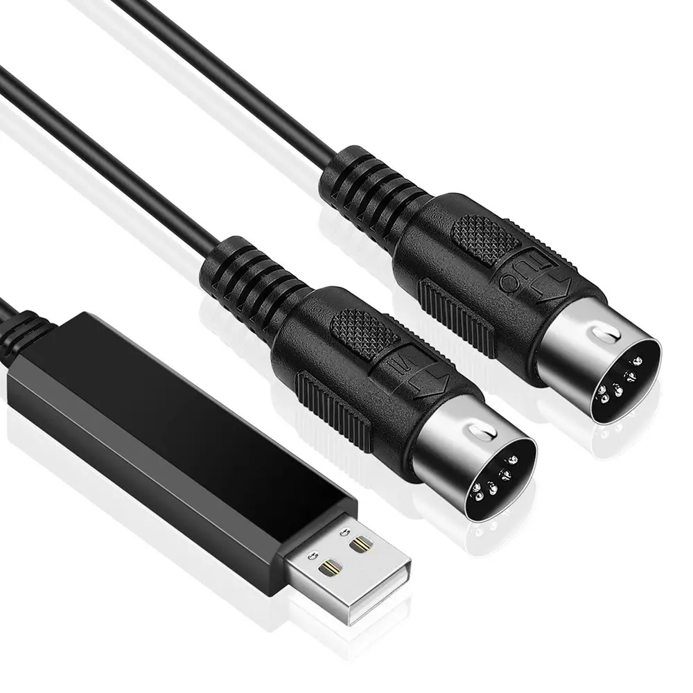 ABS+Copper USB to In-Out MIDI Interface Cable, 6.5Ft/2m Electronic Device Accessory, Plug-and-Play Music Production Cord with Effects & 16 I/O Channels for Windows XP/Vista/7 Piano Keyboard, Computer, Accessories, Win7