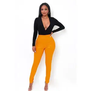 Wendy Orange Patent Leather Pants