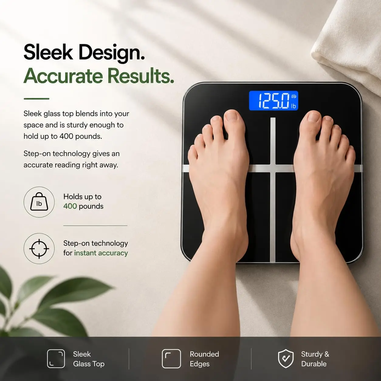 Digital Body Weight Scale for Summer Fitness Routine Tempered Glass Bathroom Weight Scale with LCD Temperature Display Unit Convert Auto On Function, Portable Household Scale for Adult Daily Home Bathroom Health Tracking