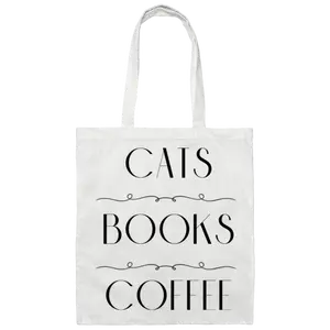 Cats, Books, Coffee Canvas Tote Bag