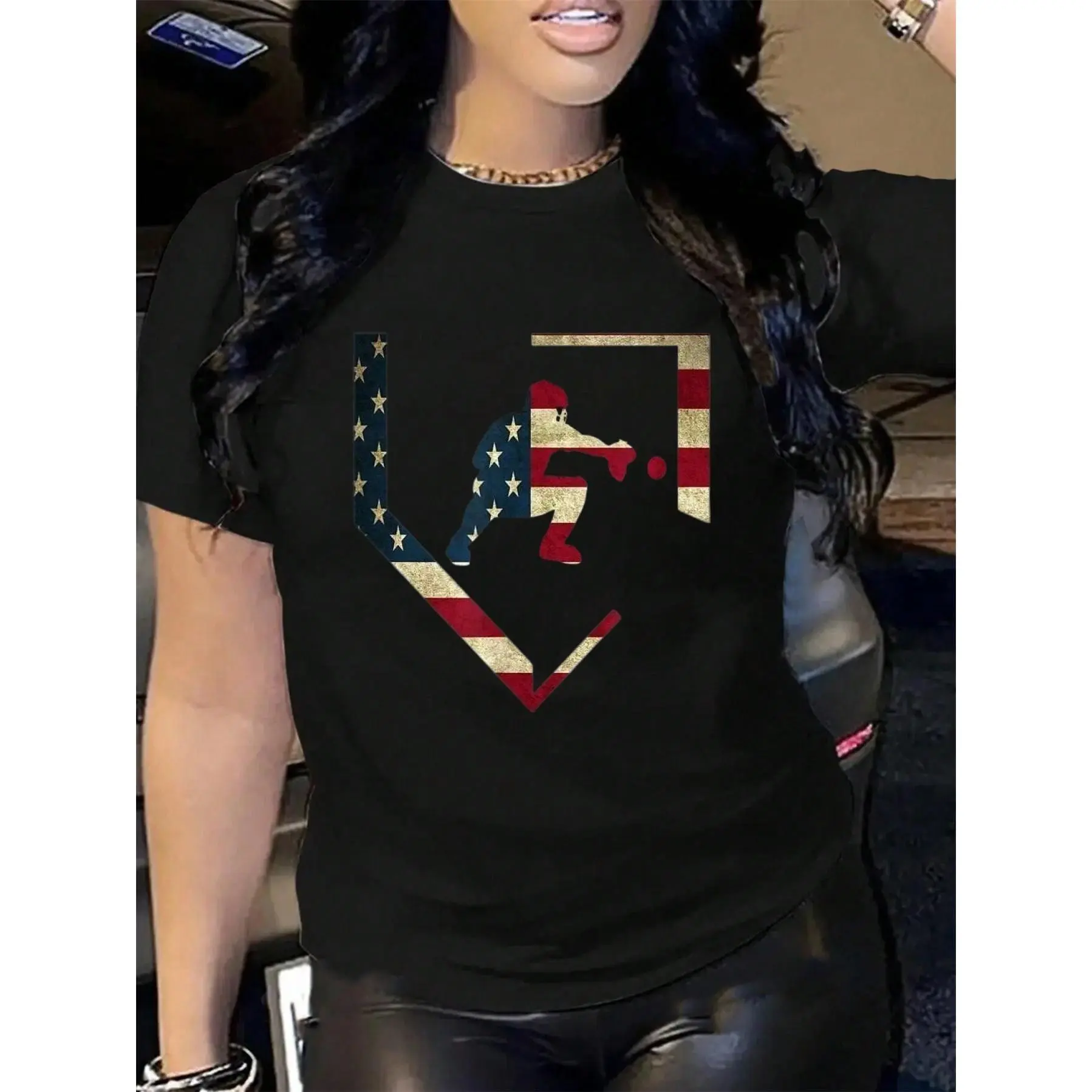 100% Cotton High School Baseball Catcher Gear American Flag Gift Sports T-Shirt Men's Women's Soft Breathable Tee Classic Fashion Summer Tops Printing Short Sleeve T-Shirt graphic tees men crop tops summer outfits for men summer tops T-Shirt