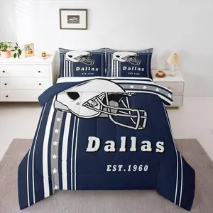 Football City Bedding Comforter, Football Lover Bedding Gifts for Boys Girls, Sports Ball Game Comforter Set,Striped Duvet Set(Dallas) Guest Room Bedroom