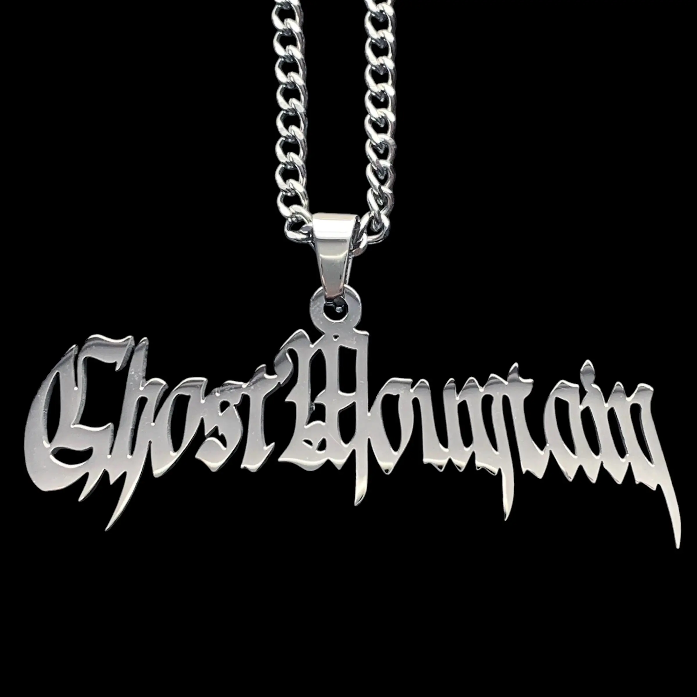 Ghost Mountain Necklace 1.5" Mirror Polished Stainless Steel Pendant with Choice of Chain Free Gift Included Haunted Mound