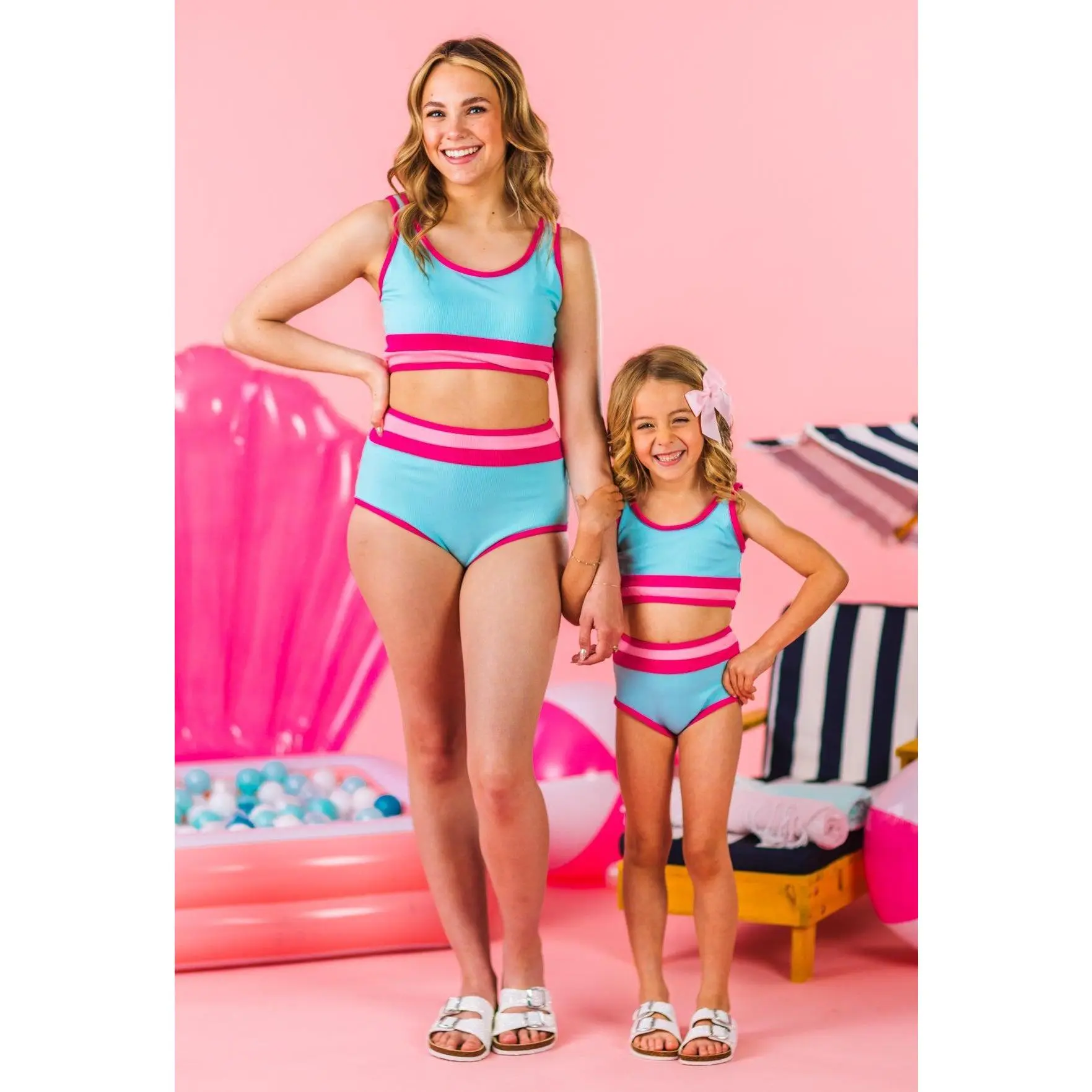 Mom & Me - Blue & Pink Stripe Bikini Mom & Me - Blue & Pink Stripe Bikini