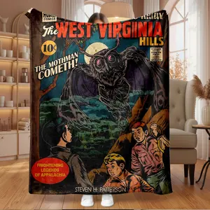 1pc West Virginia Mothman Legend Flannel Fleece Blanket, Super Soft Warm Plush Throw for Bed, Couch, Office, Travel, Camping, Car, Home Decor Gift for Adults.
