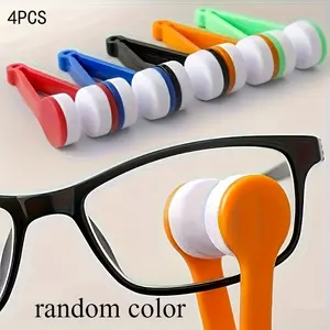 4-Piece Eyeglass Cleaning Brush Set, Portable & Stylish Design, Effective Stain Removal, Perfect Gift for Glasses, Home Office Travel Use