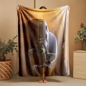 1 piece Dodge Challenger SRT Hellcat muscle car themed flannel blanket - Modern-style all-season flannel blanket, suitable for sofas and beds, super soft and comfortable, digital print design, 100% polyester material, machine washable, suitable for