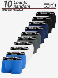 10-Pack Men's Briefs, Random Colors, Elastic Waistband, Soft & Comfortable, Breathable Quick-Dry, Casual Everyday Wear, All-Day Fit