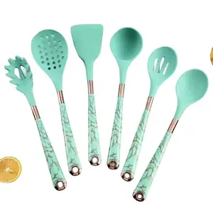 Marble Pattern Silicone Cooking Utensils Set, 7 Counts/set Non-stick Heat Resistant Cooking Utensils Set, Kitchen Cooking Utensils Set
